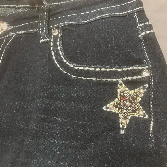 NWT Women's SKY Jeans Size 13/14 Low Rise Flare Star Jewel Bedazzled Pockets - Picture 6 of 6